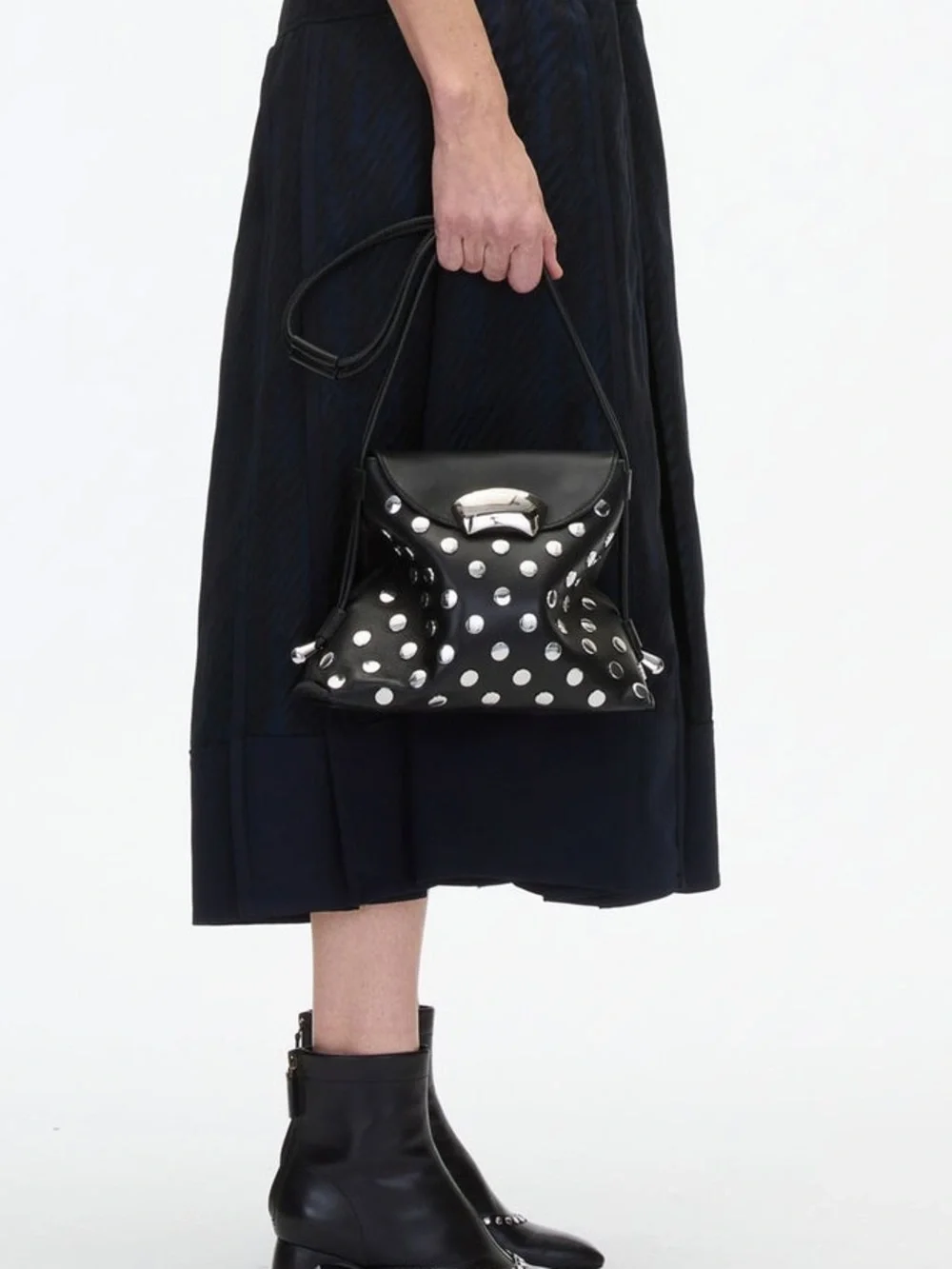 3.1 Phillip Lim ID Petite Soft 100% Lamb Leather Shoulder Bag with Studs
